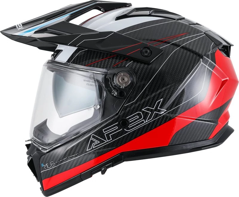 APEX AC500 Bukósisak Carbon Sahara White/red/blue glossy