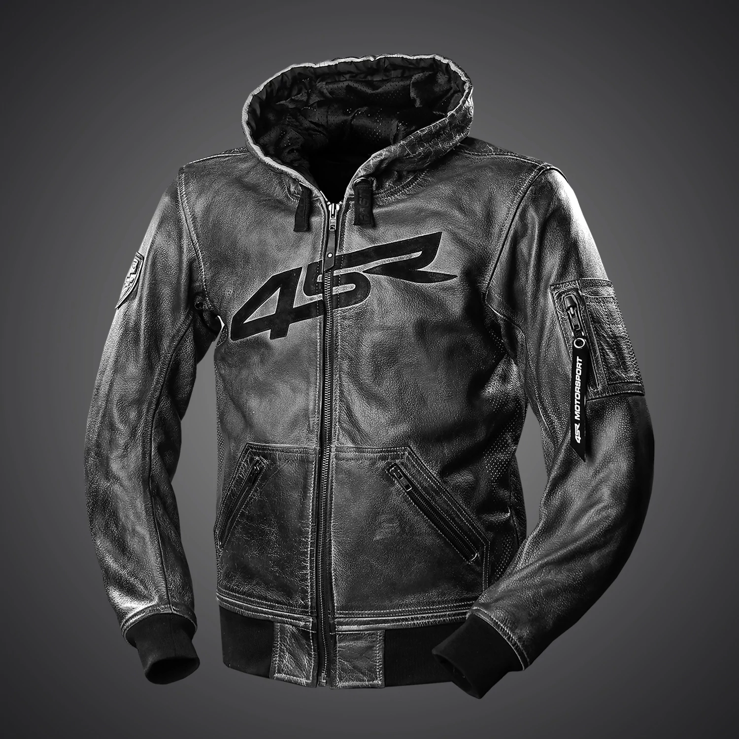 4SR Hoodie, kapucnis motoros bőrkabát