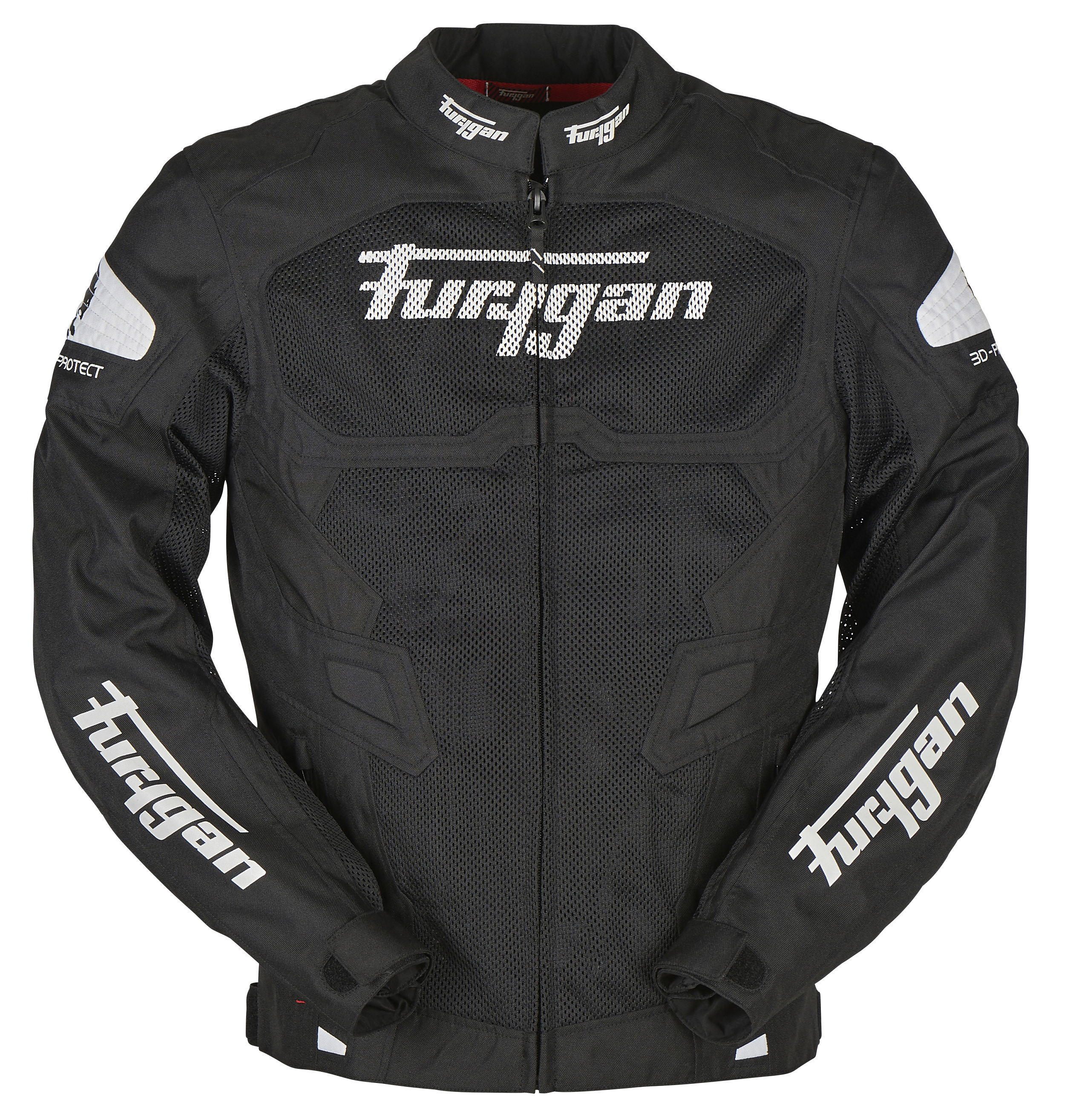 Furygan Atom férfi nyári motoros hálós kabát, Fekete-Fehér, Airbag ready
