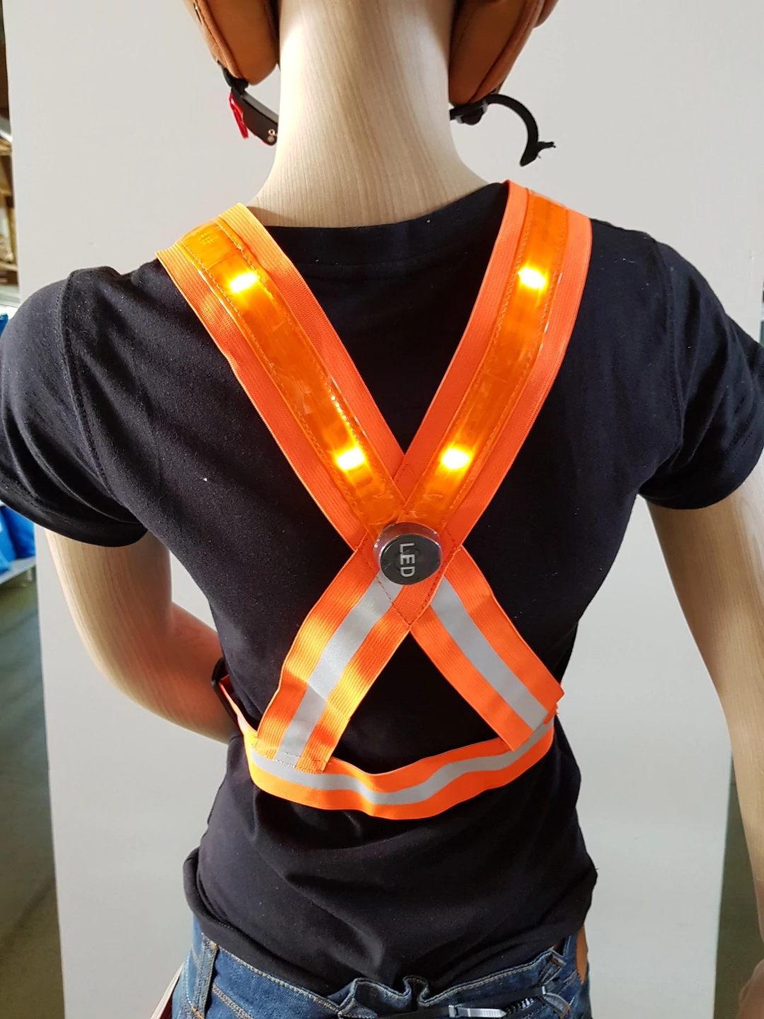 LED Kerékpáros-Motoros, Fényvisszaverő Heveder, Orange, tölthető akku