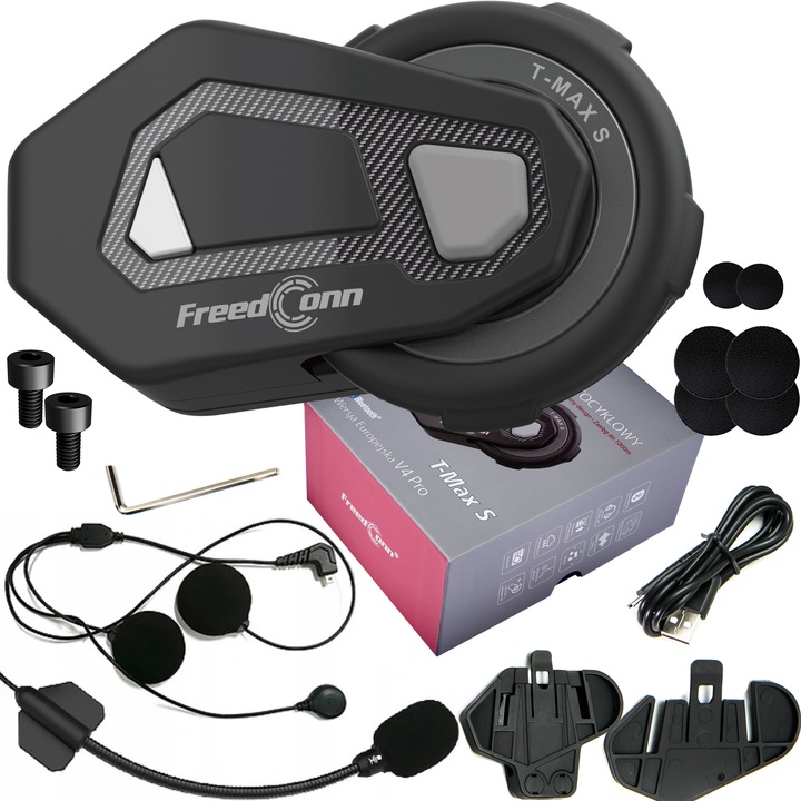 FreedConn T-MAX S V4 Pro single motoros kommunikáció, 6 fő, FM-radio